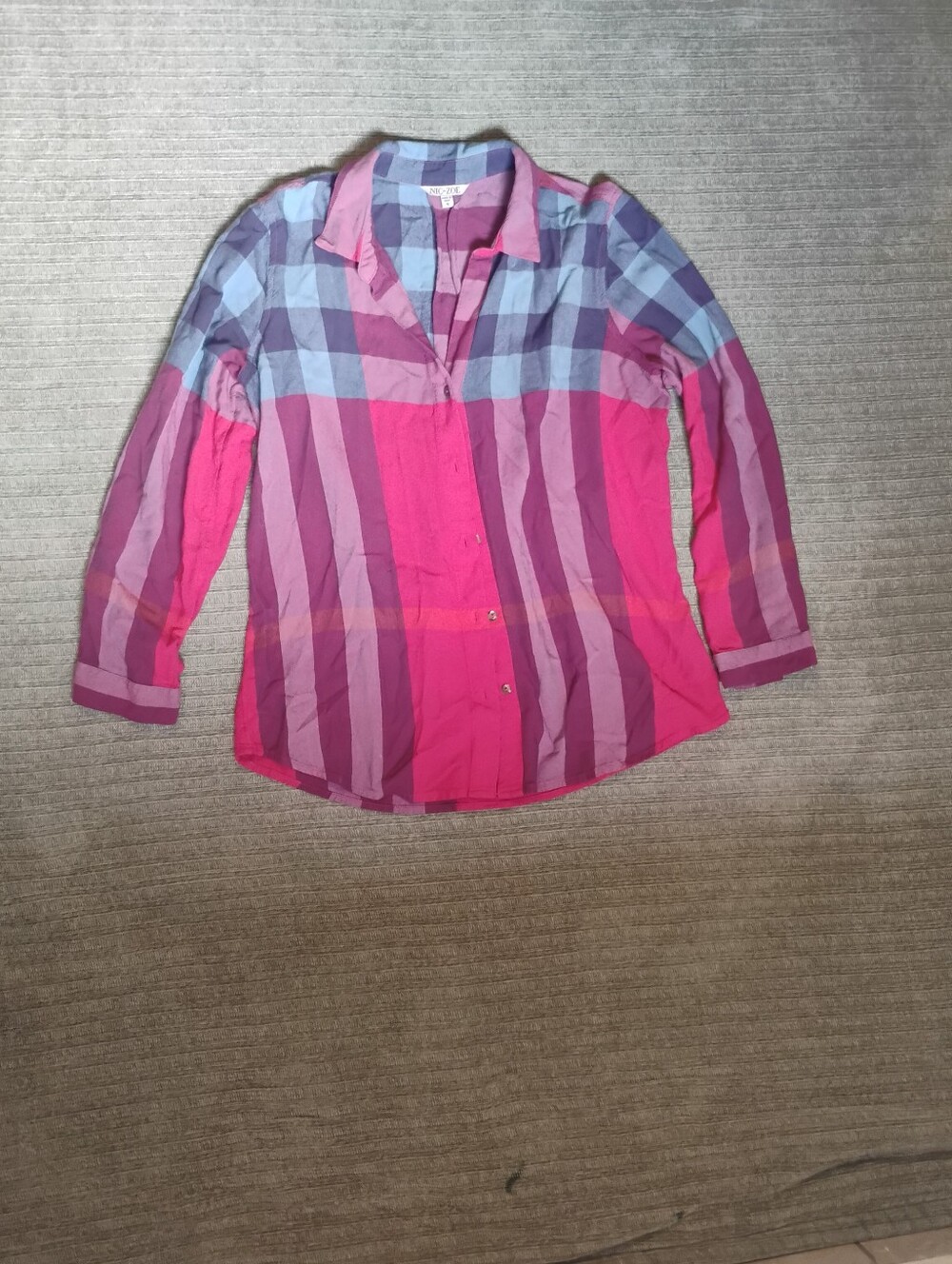 NIC+ZOE Pink and Purple Striped Button-Down Blouse